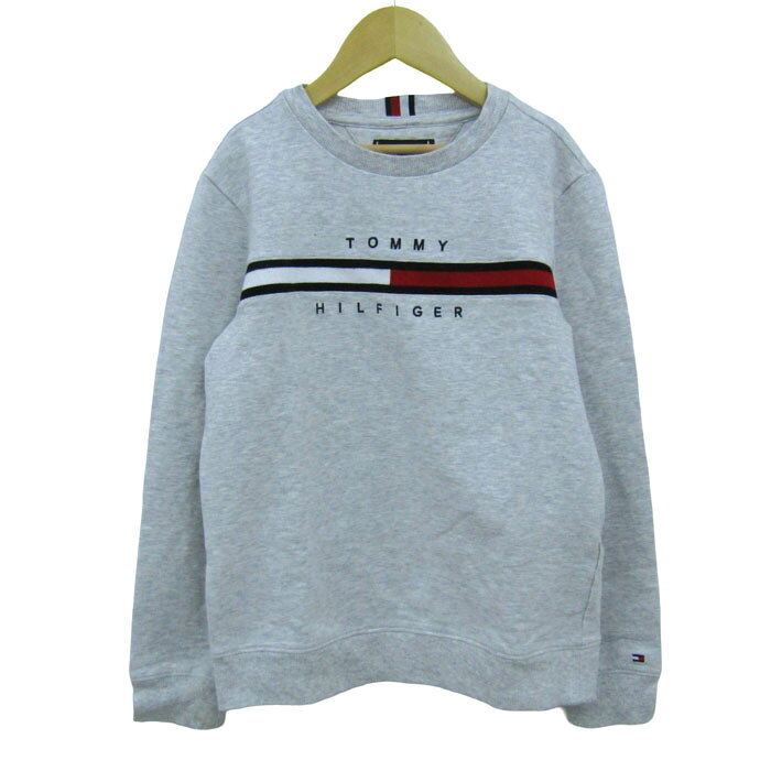 TOMMY HILFIGER トミーヒルフィガー スウェット トレーナー トップス ロゴ キッズ 男の子用 140サイズ グレー 【中古】