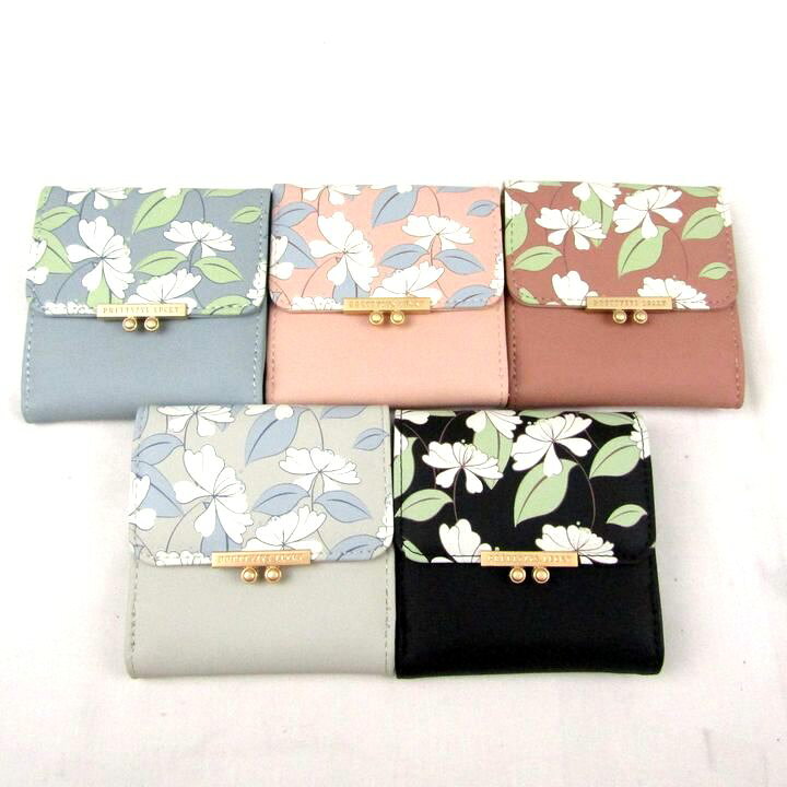 【39％OFFクーポン配布中 10/14 20:00〜10/17 09:59】PRETTYZYS 二つ折り財布 5点セット 花柄 小銭入れあり ウォレット まとめて 大量 まとめ売り レディース 【中古】