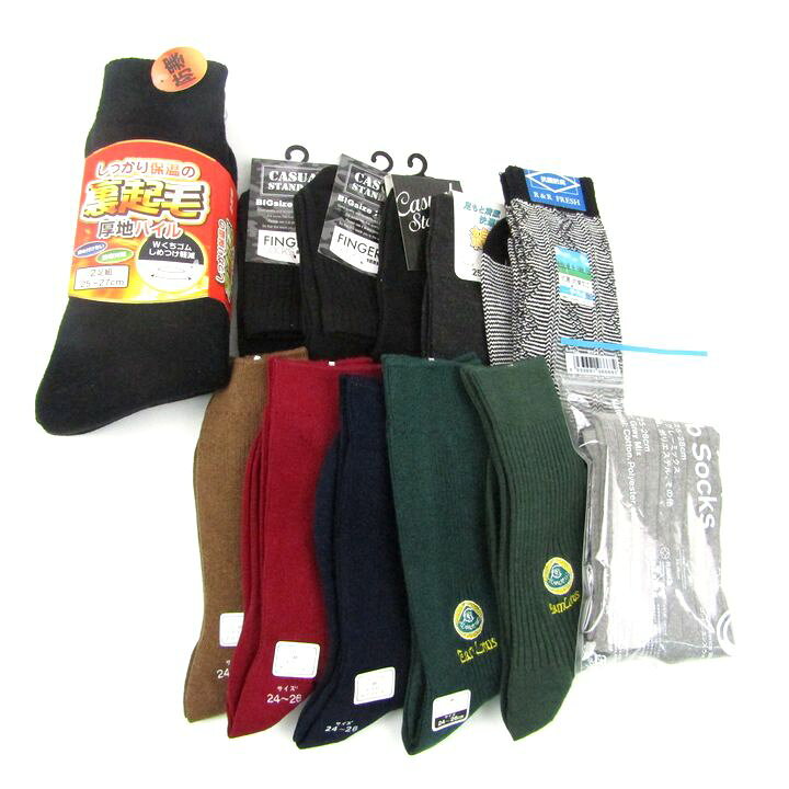 靴下 12点セット 未使用 ファミマ 5本指 裏起毛など ソックス まとめて 大量 メンズ 【中古】