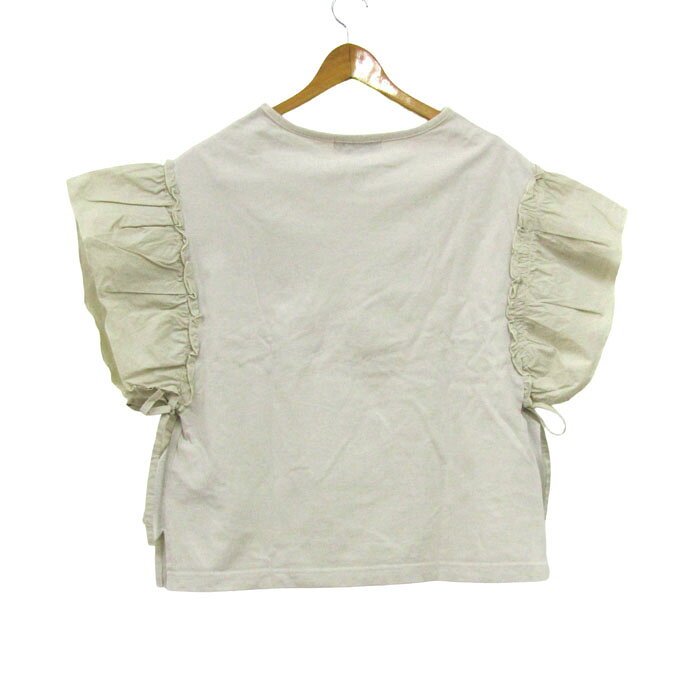 nano universe ナノユニバース 半袖Tシャツ トップス フリル袖 コットン レディース 36サイズ ベージュ 【中古】 barce-13288940 barce サンプル画像2