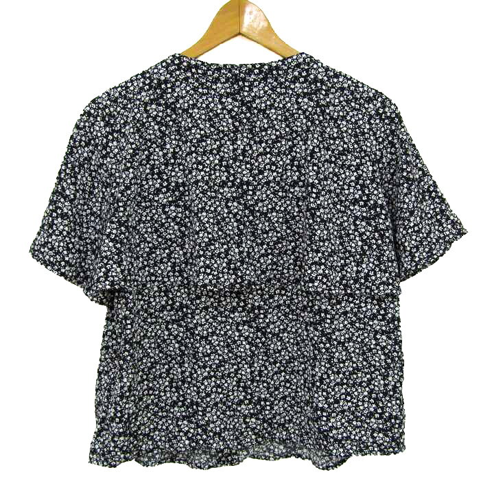 【39％OFFクーポン配布中 9/19 20:00〜09/24 01:59】ROPE PICNIC ロペピクニック ラッフルフリルハーフスリーブブラウス シャツ トップス レディース 38サイズ ブラック×ホワイト 【中古】 barce-13290389 barce サンプル画像2