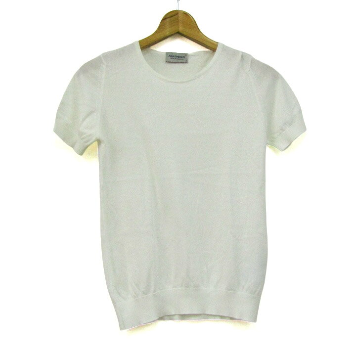 【39％OFFクーポン配布中 10/14 20:00〜10/17 09:59】JOHN SMEDLEY ジョンスメドレー ニット トップス 半袖 コットン セーター 英国製 レディース Sサイズ ホワイト 【中古】