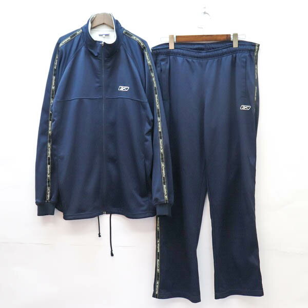 リーボック Reebok XLサイズ ワンポイント メンズ ジャージ セットアップ ネイビー ブランド古着 【中古】