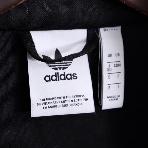 [美品] アディダス adidas XOサイズ ロゴグラム ジャケット メンズ ジャージ 3ライン ロゴ ジップアップ ハイネック アウター ブラック ブランド古着 【中古】
