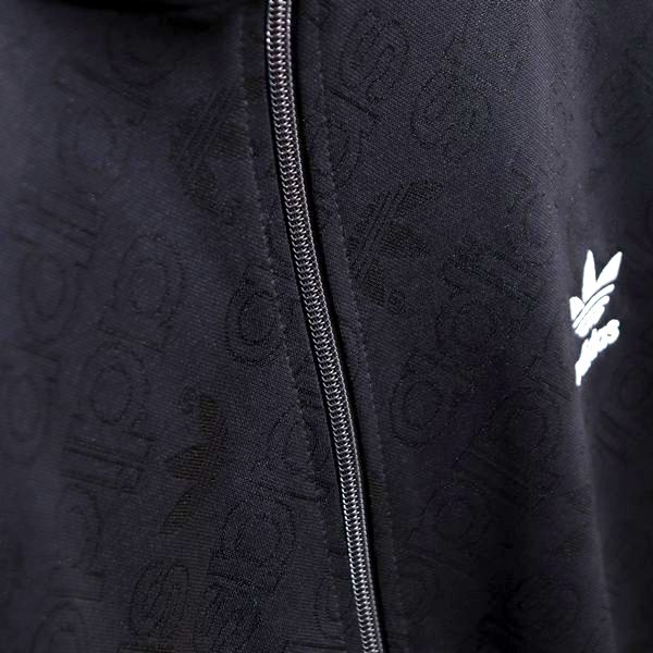 [美品] アディダス adidas XOサイズ ロゴグラム ジャケット メンズ ジャージ 3ライン ロゴ ジップアップ ハイネック アウター ブラック ブランド古着 【中古】