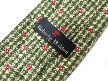 ブランド ネクタイ 【中古】Roberta Baldini ロベルタバルディーニ 総柄 縦ストライプ 良品 メンズ プレゼント 【,r43475,】