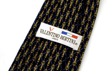 ブランド ネクタイ 【中古】VALENTINO BERTINI ヴァレンチノベルティーニ 格子 縦ストライプ メンズ プレゼント 【,r25966,】