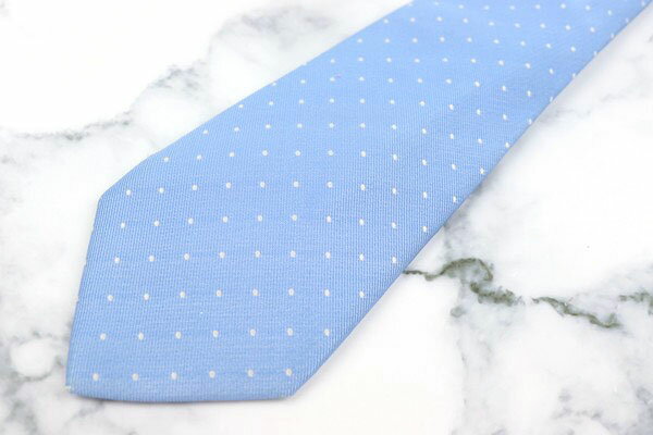 オリヒカ ORIHICA ドット柄 ブルー シルク ブランド ネクタイ 送料無料 【中古】【美品】