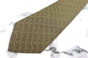 カンサイ ヤマモト KANSAI YAMAMOTO ストライプ柄 カーキ シルク ブランド ネクタイ 送料無料 【中古】【美品】