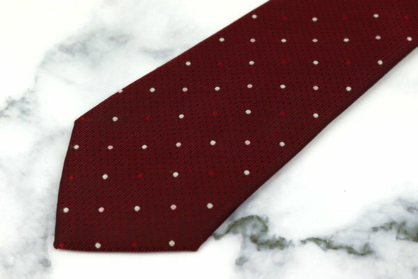 シンプルフレーズクラバット SIMPLE PHRASE CRAVAT ポリエステル ドット柄 レッド ポリエステル ブランド ネクタイ 送料無料 【中古】【美品】