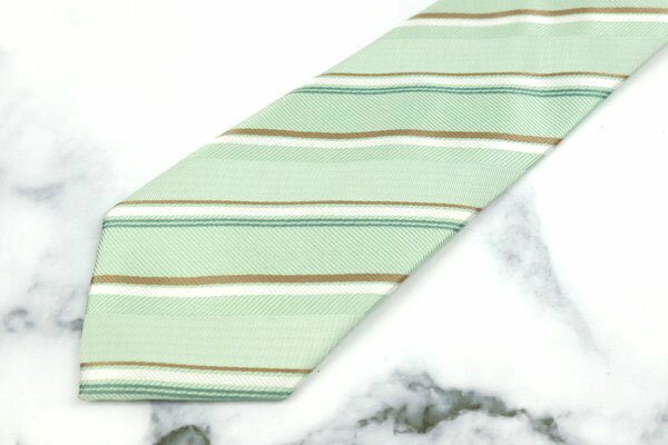 シンプルフレーズクラバット SIMPLE PHRASE CRAVAT ポリエステル ストライプ柄 グリーン ポリエステル ブランド ネクタイ 送料無料 【中古】【美品】