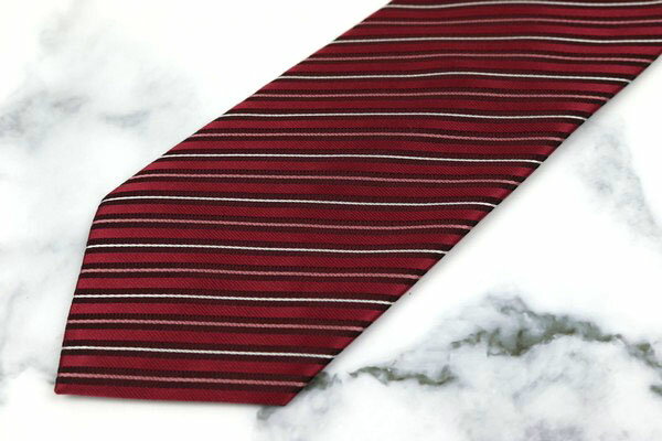 ブリックハウス BRICK HOUSE ストライプ柄 レッド シルク ブランド ネクタイ 送料無料 【中古】【美品】