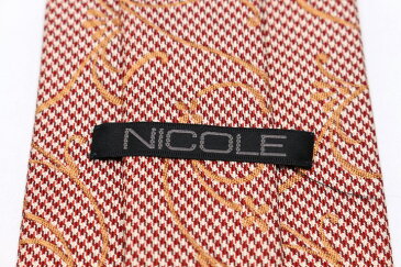 ニコル NICOLE チェック柄 レッド 赤 シルク 日本製 ブランド ネクタイ 送料無料 【中古】