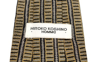 ヒロココシノオム HIROKO KOSHINO HOMME 縦ストライプ柄 ストライプ柄 グリーン 緑 シルク 日本製 ブランド ネクタイ 送料無料 【中古】【美品】