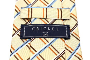 クリケット CRICKET チェック柄 ベージュ シルク 日本製 ブランド ネクタイ 送料無料 【中古】