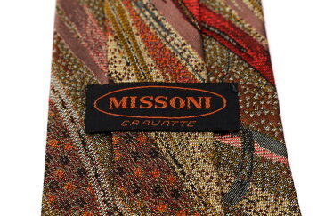 ミッソーニ MISSONI 総柄 グリーン 緑 シルク 日本製 ブランド ネクタイ 送料無料 【中古】【良品】