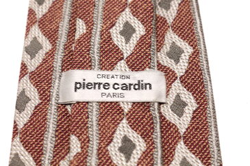 ピエールカルダン pierre cardin 縦ストライプ柄 ストライプ柄 ブラウン 茶 シルク ブランド ネクタイ 送料無料 【中古】【美品】
