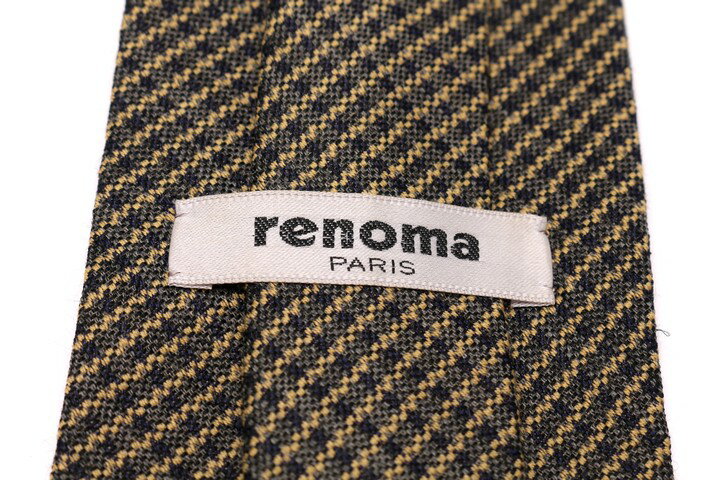 レノマ renoma シルク40% ストライプ柄 グリーン 緑 ウール 日本製 ブランド ネクタイ 送料無料 【中古】【良品】