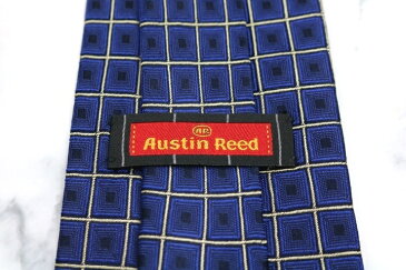 オースチンリード AUSTIN REED チェック柄 ブルー 青 シルク ブランド ネクタイ 送料無料 【中古】【良品】