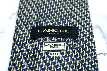 ランセル LANCEL 靴 日本製 総柄 ブルー シルク ブランド ネクタイ 送料無料 【中古】【良品】