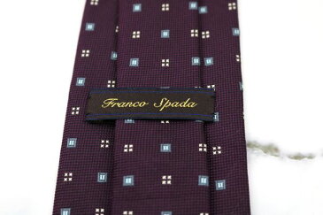 フランコスパダ FRANCO SPADA 小紋柄 シルク 日本製 刺繍 パープル シルク ブランド ネクタイ 送料無料 【中古】【良品】