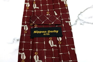 ニッポンダービー 日本ダービー チェック柄 ワインレッド シルク ブランド ネクタイ 送料無料 【中古】【良品】