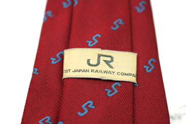 JR西日本 JR WEST 電車 鉄道 グッズ ロゴグラム柄 レッド ポリエステル ブランド ネクタイ 送料無料 【中古】【良品】