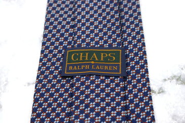 チャップスラルフローレン CHAPS Ralph Lauren 日本製 チェック柄 ネイビー シルク ブランド ネクタイ 送料無料 【中古】【良品】