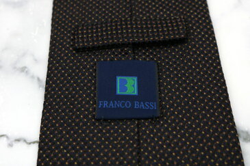 フランコバッシ FRANCO BASSI シルク イタリア製 ドット柄 ブラック シルク ブランド ネクタイ 送料無料 【中古】【良品】