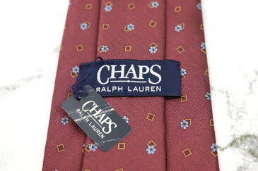 チャップスラルフローレン CHAPS Ralph Lauren ブロック柄 花柄 レッド 不明 ブランド ネクタイ 送料無料 【中古】【新品未使用】