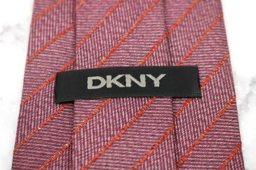 ダナキャラン DONNA KARAN DKNY 日本製 シルク ストライプ柄 パープル シルク ブランド ネクタイ 送料無料 【中古】【美品】