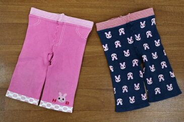 [良品] ミキハウス MIKIHOUSE 100サイズ 総柄 スパッツ ストレッチパンツ うさこちゃん 2点セット 女の子 子供服 ボトムス ピンク ブランド古着 【中古】