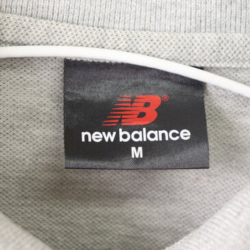 [良品] ニューバランス new balance Mサイズ ワンポイント ポロシャツ メンズ 半袖 ロゴ ゴルフ ゴルフウェア グレー ブランド古着 【中古】