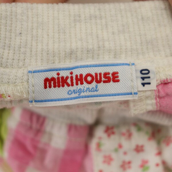 [良品] ミキハウス MIKIHOUSE 110サイズ チェック柄 スカート 女の子 キッズ 子供 うさぎ キルティング レッド ブランド古着 【中古】