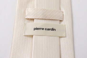 ピエールカルダン pierre cardin 縦縞 日本製 シルク ストライプ柄 ホワイト シルク ブランド ネクタイ 送料無料 【中古】【美品】