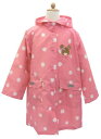 レインコート キッズ 雨具 くまのがっこう 水玉 総柄 プリント ピンク 子供服 洋品 ※fu