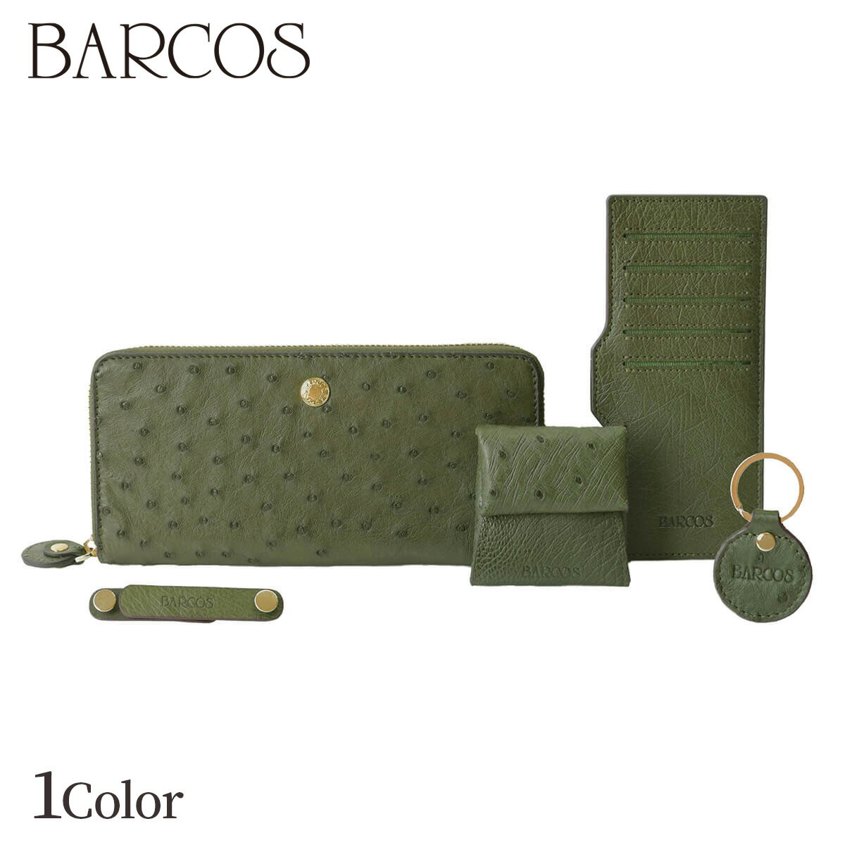BARCOS オーストリッチレザーラウンド型財布＜リッコR＞ レディース 全1色 ONESIZE バルコス GLウォレット 緑の財布 贈り物 プレゼント