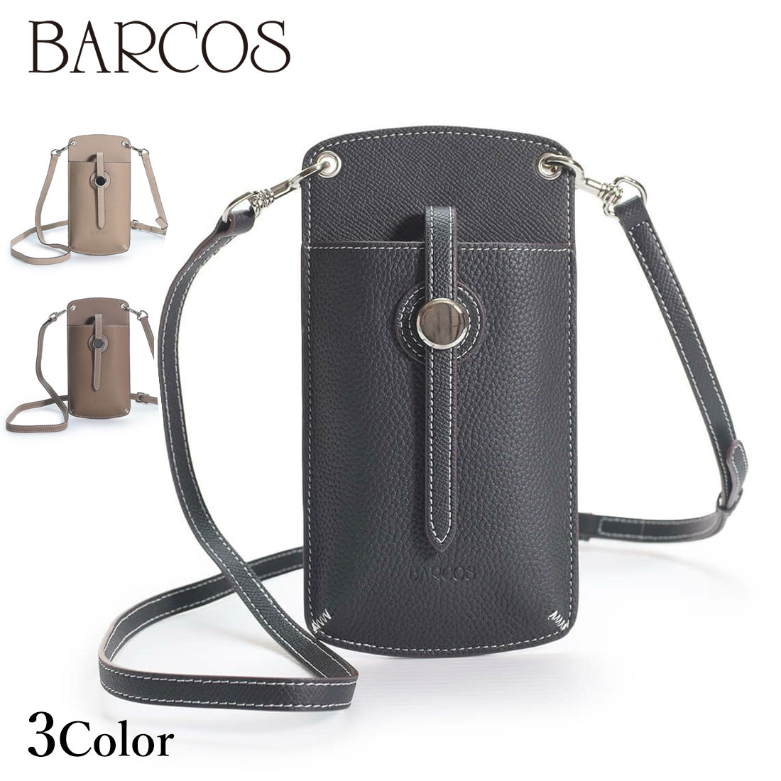 【楽天スーパーセール】BARCOS レザースマホミニポシェット レディース 全3色 ONESIZE バルコス【202512ss】