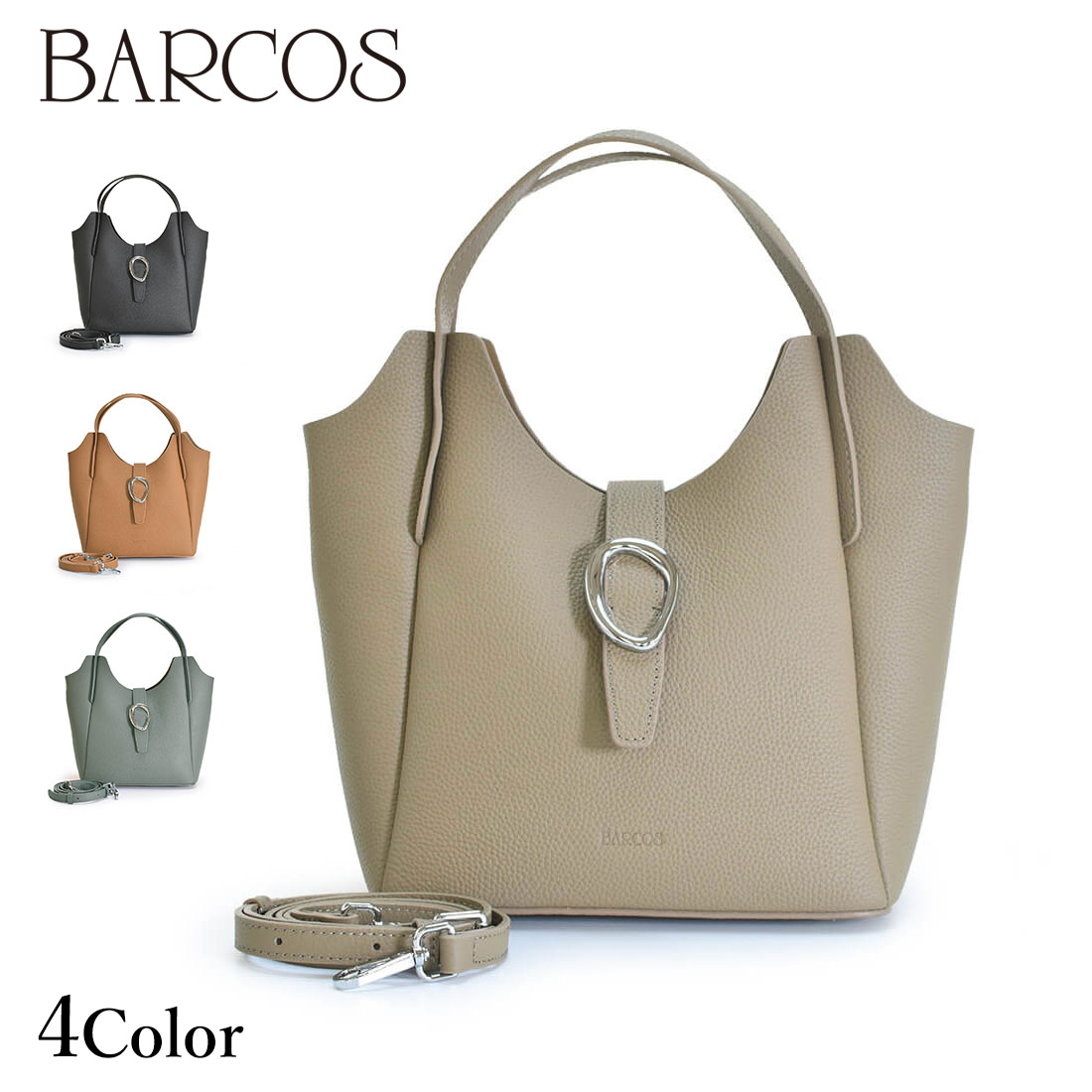 Rakuten - BARCOS ポーチ付きシュリンクレザー2wayハンドバッグ レディース 全4色 ONESIZE バルコス
