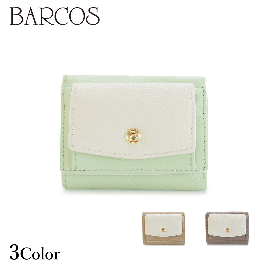BARCOS バイカラー牛革3つ折り財布 レディース メンズ 全3色 ONESIZE バルコス