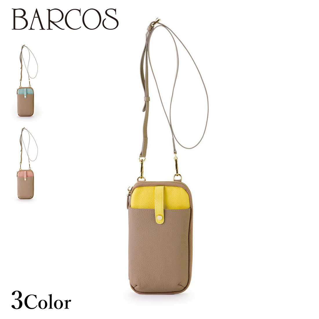 Rakuten - BARCOS シュリンクレザーバイカラースマホポシェット レディース 全3色 ONESIZE バルコス