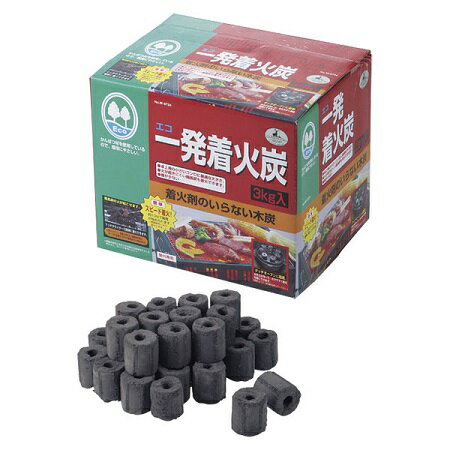 エコ 一発着火炭 3kg入 M-6724 バーベキュー 燃料 木炭 スピード着火 キャンプ 着火 早い 炭 着火剤がいらない 簡単 キャプテンスタッグ