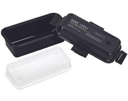 弁当箱 2段 長方形 ランチボックス Lサイズ ブラック ホームレーベルII D-6721 立体蓋 シンプル 角型 おしゃれ レンジ対応 パール金属 3