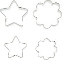 クッキー型 ステンレス製 クッキー抜き型 4個セット スター M・S フラワー M・S ラフィネ D-6156 クッキー 型抜き かわいい 焼型 お菓子作り パ...