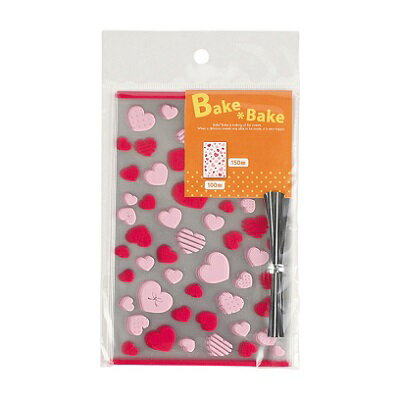 バレンタイン ギフト ラッピング 袋 お菓子袋 Mサイズ レッド ハート 14枚入 ベイクベイク D-6425 プレゼント 包装 ギフトバッグ かわいい お菓子...