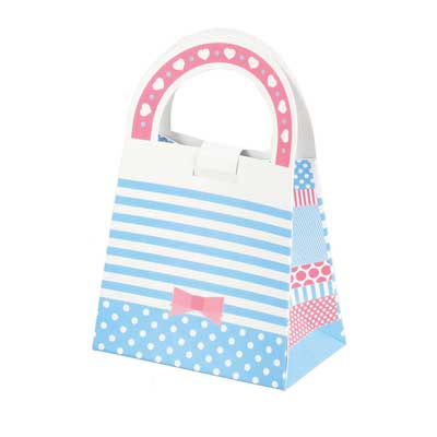 バレンタイン ギフト ラッピング 紙袋 お菓子袋 ハンディボックス 2枚入 ストライプ 紙製 ベイクベイク D-6455 プレゼント ギフトバッグ かわいい 贈...