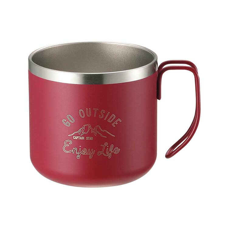 Rakuten - マグカップ 350ml レッド ダブルステンレス モンテ UE-3435 北欧 おしゃれ コップ 真空二重 保温 保冷 キャンプ キャプテンスタッグ