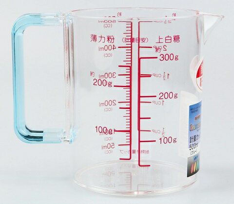 計量カップ 500ml ブルー キュートクリア C-2900 メジャーカップ 5ml単位 電子レンジ対応 クリア 透明 上白糖 薄力粉が計量できる パール金属 2