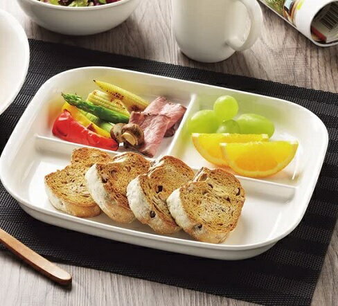ランチプレート 角皿 仕切り付 スクエアプレート ホワイト あつかいやすい K-6388 割れにくい 皿 仕切り皿 白い皿 ランチ皿 ワンプレート 軽い 電子レンジ 対応 食洗機対応 パール金属のサムネイル