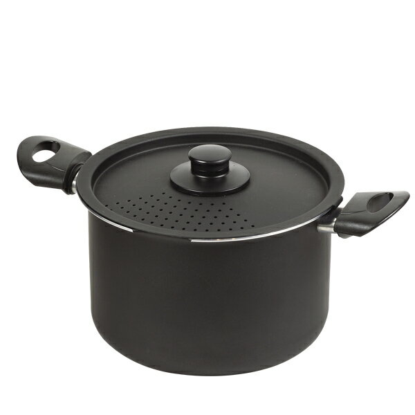 パスタ鍋 湯切り 両手鍋 22cm ふっ素加工 IH対応 マルチクック HB-4918 麺 カレー 煮込み こびりつきに..